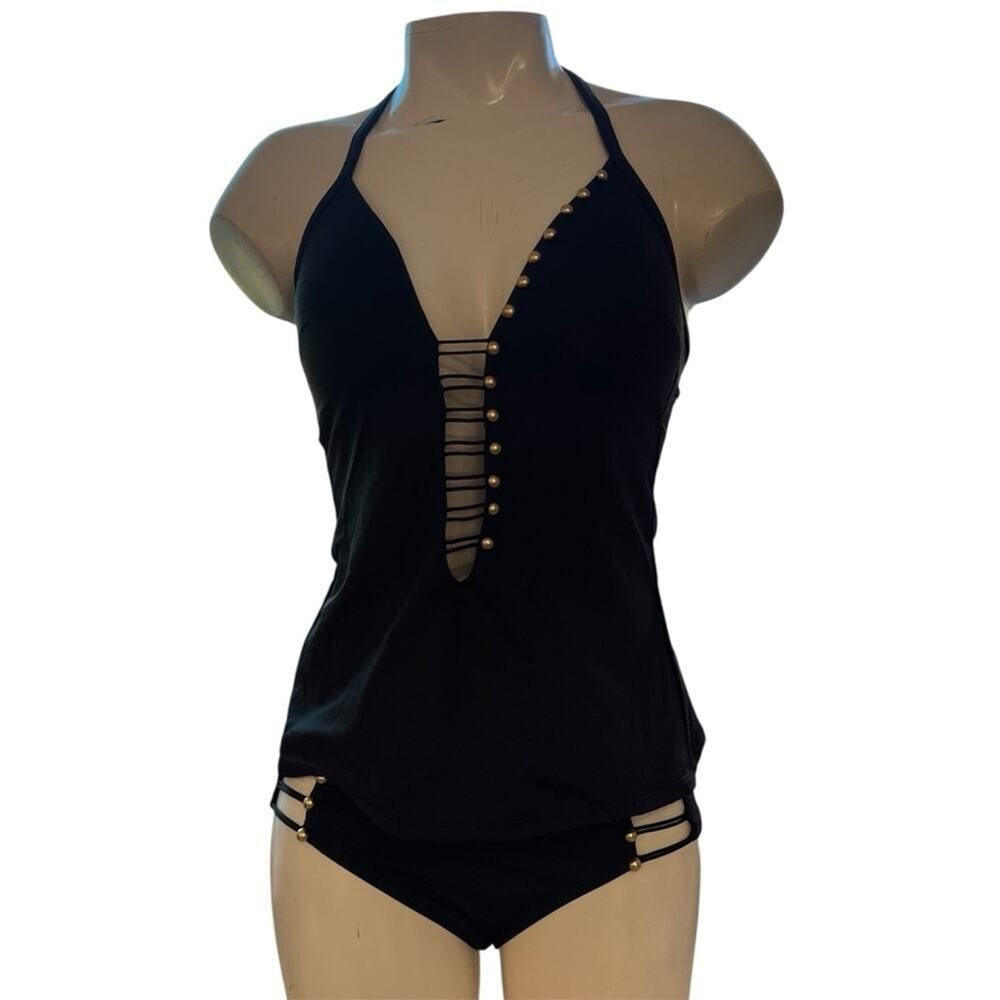 New Kenneth Cole Women's Two Piece Swimsuit Size Small Black Tankini